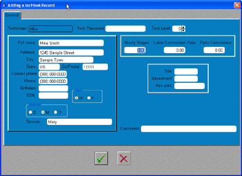Repair Order Technician form