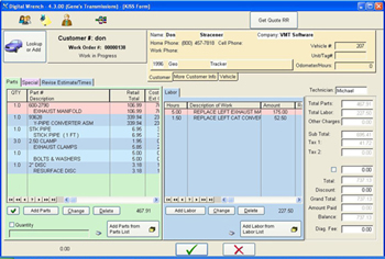 auto repair shop software repair entry form